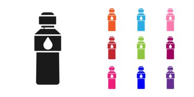 Beyaz arka planda izole edilmiş siyah su ikonu şişesi. Soda su içme tabelası. Simgeleri renklendirin. Vektör İllüstrasyonu