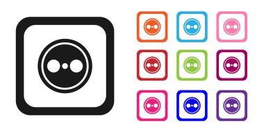 Beyaz arkaplanda siyah elektrik çıkış simgesi izole edildi. Elektrik prizi. Rosette sembolü. Simgeleri renklendirin. Vektör İllüstrasyonu