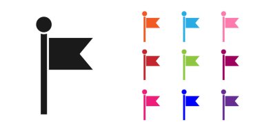 Beyaz arkaplanda Siyah Bayrak simgesi izole edildi. Yer belirleyici sembol. Simgeleri renklendirin. Vektör İllüstrasyonu