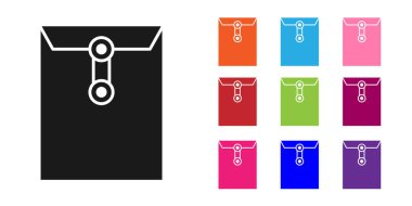 Beyaz arkaplanda siyah zarf simgesi izole edildi. E- posta mektup sembolü. Simgeleri renklendirin. Vektör İllüstrasyonu