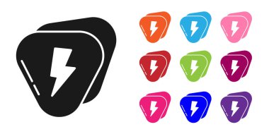 Siyah Gitar Seçme simgesi beyaz arkaplanda izole edildi. Müzik aleti. Simgeleri renklendirin. Vektör İllüstrasyonu