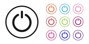 Siyah Güç simgesi beyaz arkaplanda izole edildi. Başlat işareti. Simgeleri renklendirin. Vektör İllüstrasyonu