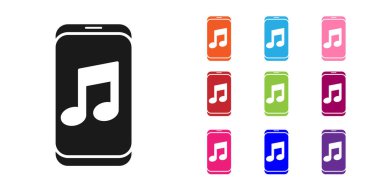 Siyah Müzik Çalar simgesi beyaz arkaplanda izole edildi. Taşınabilir müzik cihazı. Simgeleri renklendirin. Vektör İllüstrasyonu