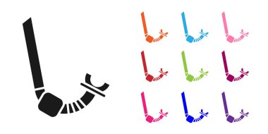 Siyah Şnorkel simgesi beyaz arkaplanda izole edildi. Su altı ekipmanları. Simgeleri renklendirin. Vektör İllüstrasyonu