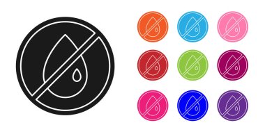 Siyah hiçbir yağ damlası simgesi beyaz arkaplanda izole edilmedi. Simgeleri renklendirin. Vektör İllüstrasyonu