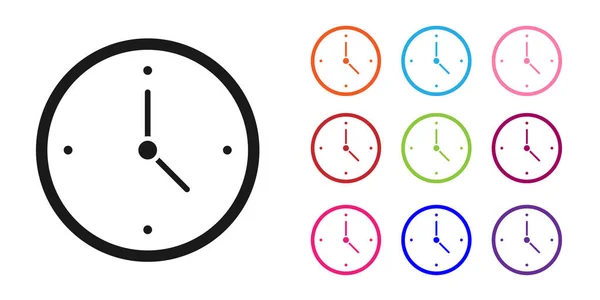 Negro Icono de entrega en tiempo rápido aislado sobre fondo blanco. Servicio oportuno, cronómetro en movimiento, concepto de plazo, velocidad del reloj. Establecer iconos de colores. Ilustración vectorial — Vector de stock