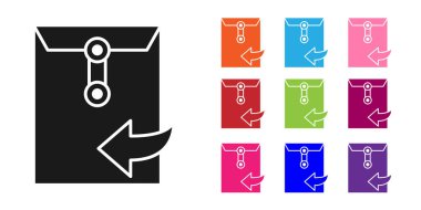 Beyaz arka planda izole siyah zarf simgesi. Alınan ileti kavramı. Yeni, e-posta gelen mesaj, SMS. Posta teslimatı hizmeti. Simgeler renkli ayarlayın. Vektör Illustration