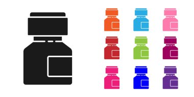 Siyah boya, guaj, kavanoz, beyaz arka planda izole edilmiş boya ikonu. Simgeleri renklendirin. Vektör İllüstrasyonu