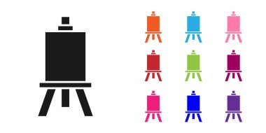 Beyaz arka planda izole edilmiş siyah ahşap sehpa ya da resim tahtası simgesi. Simgeleri renklendirin. Vektör İllüstrasyonu