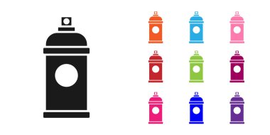 Beyaz arka planda siyah boya spreyi ikonu izole edildi. Simgeleri renklendirin. Vektör İllüstrasyonu