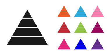 Siyah İş Piramidi grafiksel bilgi simgesi beyaz arkaplanda izole edildi. Piramitsel aşamalar grafik elementleri. Simgeleri renklendirin. Vektör İllüstrasyonu