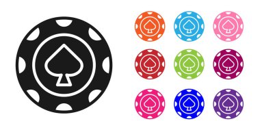 Siyah Kumarhane çipleri simgesi beyaz arkaplanda izole edilmiş. Kumarhane kumarı. Simgeleri renklendirin. Vektör İllüstrasyonu