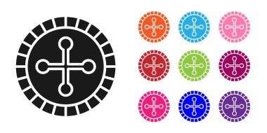 Siyah Kumarhane rulet tekerleği simgesi beyaz arka planda izole edilmiş. Simgeleri renklendirin. Vektör İllüstrasyonu