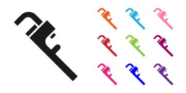 Siyah Boru Anahtarı simgesi beyaz arkaplanda izole edildi. Simgeleri renklendirin. Vektör İllüstrasyonu