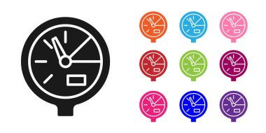 Beyaz arkaplanda siyah su sayacı simgesi izole edildi. Simgeleri renklendirin. Vektör İllüstrasyonu