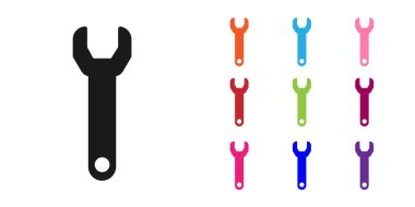 Beyaz arkaplanda siyah anahtarlı simge izole edildi. Simgeleri renklendirin. Vektör İllüstrasyonu