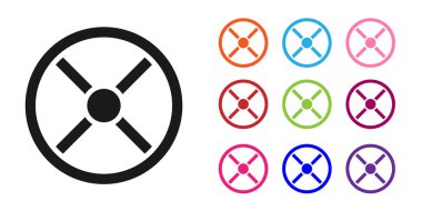 Siyah Endüstri valf simgesi beyaz arkaplanda izole edildi. Simgeleri renklendirin. Vektör İllüstrasyonu