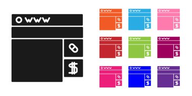 Siyah uyuşturucu satın alma simgesi beyaz arka planda izole edildi. İnternetten satın alma sembolü. Simgeleri renklendirin. Vektör İllüstrasyonu