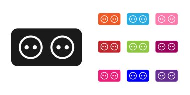 Beyaz arkaplanda siyah elektrik çıkış simgesi izole edildi. Elektrik prizi. Rosette sembolü. Simgeleri renklendirin. Vektör İllüstrasyonu