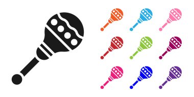 Siyah Marakas simgesi beyaz arkaplanda izole edildi. Meksika müzik enstrümanı. Simgeleri renklendirin. Vektör İllüstrasyonu