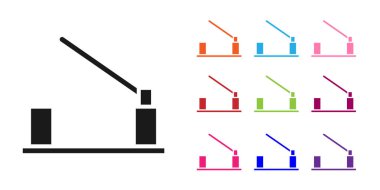 Beyaz arka planda siyah park aracı bariyeri simgesi izole edildi. Sokak durağı sınırı. Simgeleri renklendirin. Vektör İllüstrasyonu