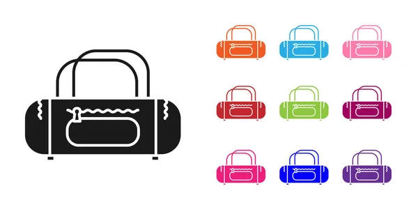 Icono de la bolsa Black Sport aislado sobre fondo blanco. Establecer iconos de colores. Ilustración vectorial — Vector de stock