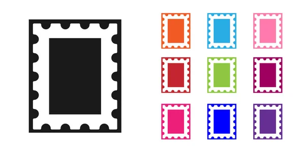 Ікона чорної поштової марки ізольована на білому тлі. Розфарбуйте ікони. Векторний приклад — стоковий вектор