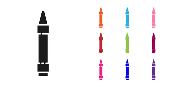 Crayons de cire noirs pour l'icône de dessin isolé sur fond blanc. Définir des icônes colorées. Illustration vectorielle — Image vectorielle