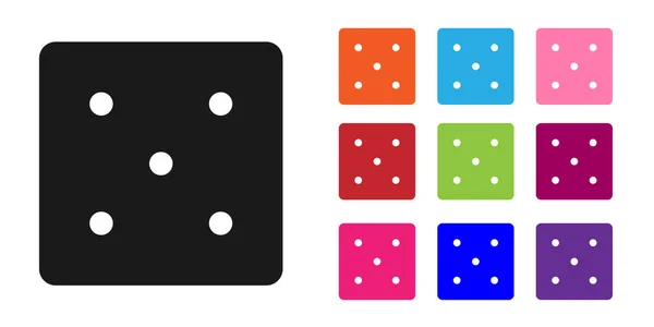 Black Game dobbelstenen pictogram geïsoleerd op witte achtergrond. Casino gokken. Stel pictogrammen kleurrijk. Vector Illustratie — Stockvector