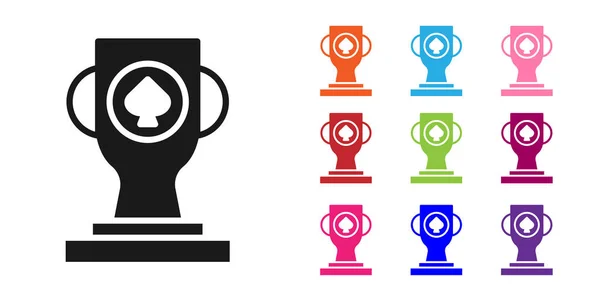 Black Casino poker trophy cup icon isolated on white background. Set icons colorful. Vector Illustration — Stock Vector