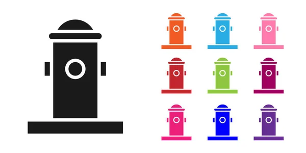 Icono de hidrante Black Fire aislado sobre fondo blanco. Establecer iconos de colores. Ilustración vectorial — Vector de stock