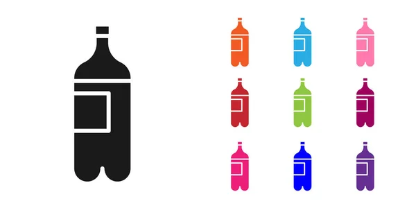 Zwarte fles water pictogram geïsoleerd op witte achtergrond. Soda aqua bordje. Stel pictogrammen kleurrijk. Vector Illustratie — Stockvector