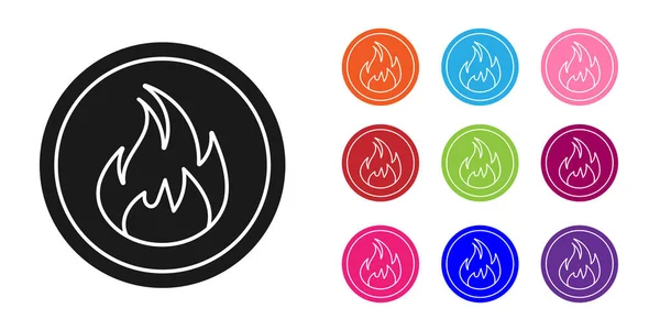 Black Fire Flamme Symbol isoliert auf weißem Hintergrund. Setzen Sie Symbole bunt. Vektorillustration — Stockvektor