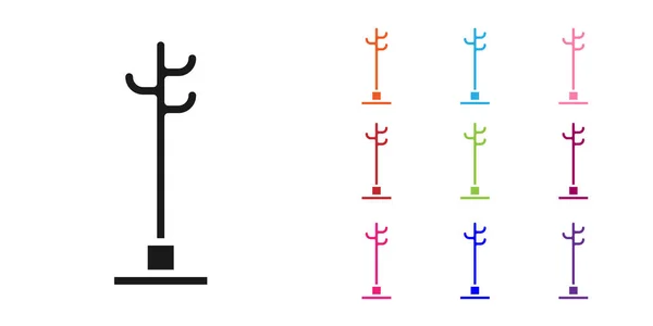Black Coat stand icon isolated on white background. Set icons colorful. Vector Illustration — Stock Vector