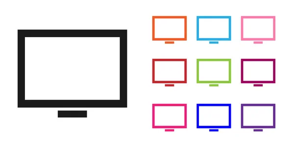 Schwarzer Bilderrahmen auf Tischsymbol isoliert auf weißem Hintergrund. Setzen Sie Symbole bunt. Vektorillustration — Stockvektor