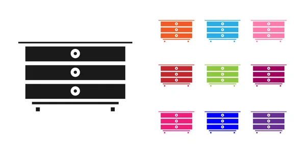 Pecho negro de cajones icono aislado sobre fondo blanco. Establecer iconos de colores. Ilustración vectorial — Vector de stock