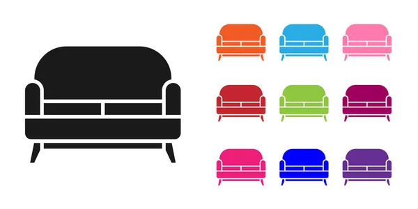 Schwarzes Sofa-Symbol auf weißem Hintergrund. setzen Symbole bunt. Vektorillustration — Stockvektor