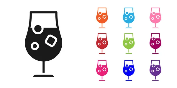 Ikone schwarzer Cocktails und Alkoholgetränke auf weißem Hintergrund. Setzen Sie Symbole bunt. Vektorillustration — Stockvektor