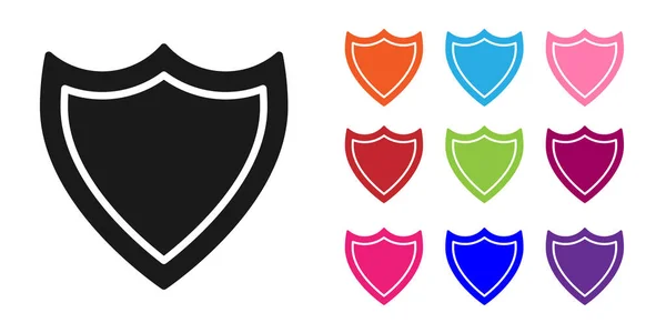 Ікона Black Shield ізольована на білому тлі. Охоронний знак. Безпека, безпека, захист, приватність. Розфарбуйте ікони. Векторний приклад — стоковий вектор