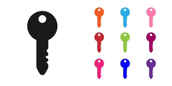 Ícone de chave preta isolado no fundo branco. Definir ícones coloridos. Ilustração vetorial — Vetor de Stock