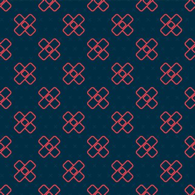 Kırmızı çizgi, bandaj alçı simgesini aştı. Siyah arkaplanda kusursuz bir desen var. Tıbbi alçı, yapıştırıcı bandaj, esnek kumaş bandajı. Vektör İllüstrasyonu