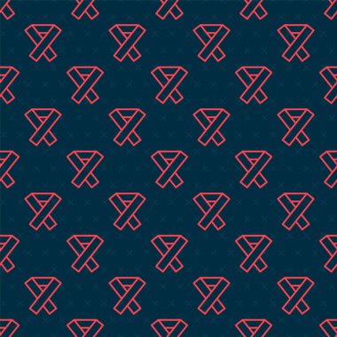 Kırmızı çizgi farkındalık kurdelesi simgesi siyah arkaplanda izole edilmiş kusursuz desen. Kamuoyunun engelliliğe, sağlık koşullarına ve sağlığa karşı farkındalığı. Vektör İllüstrasyonu