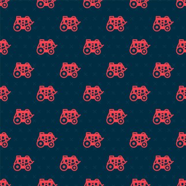 Kırmızı çizgi batı posta arabası simgesi siyah arka planda izole edilmiş. Vektör İllüstrasyonu