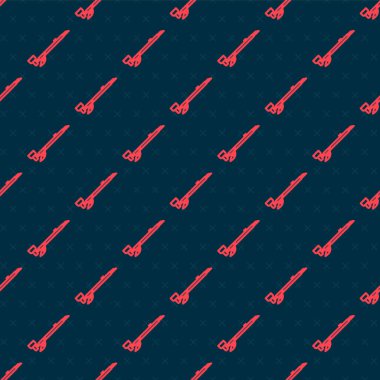 Kırmızı çizgi Amerikan yerlilerinin tüttüren pipo ikonu siyah arka planda izole edilmiş. Vektör İllüstrasyonu