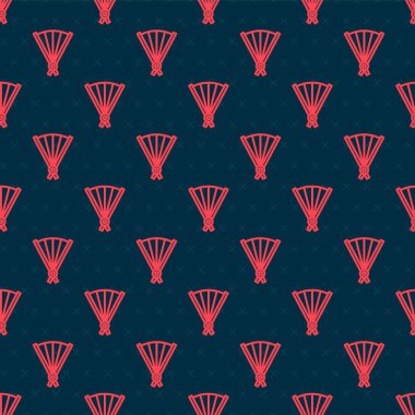 Kırmızı çizgi Geleneksel Çin ya da Japon katlama hayran ikonu siyah arka planda izole edilmiş pürüzsüz desen. Vektör İllüstrasyonu