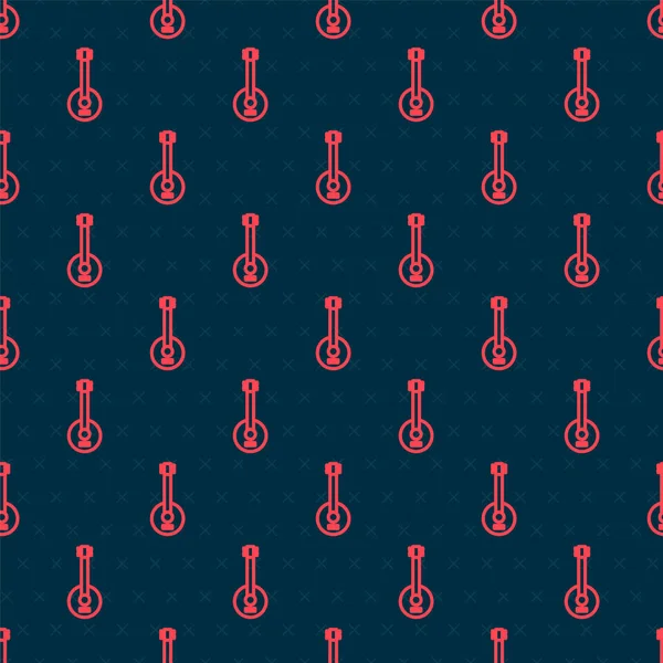 Ligne rouge icône Banjo isolé motif sans couture sur fond noir. Instrument de musique. Illustration vectorielle — Image vectorielle