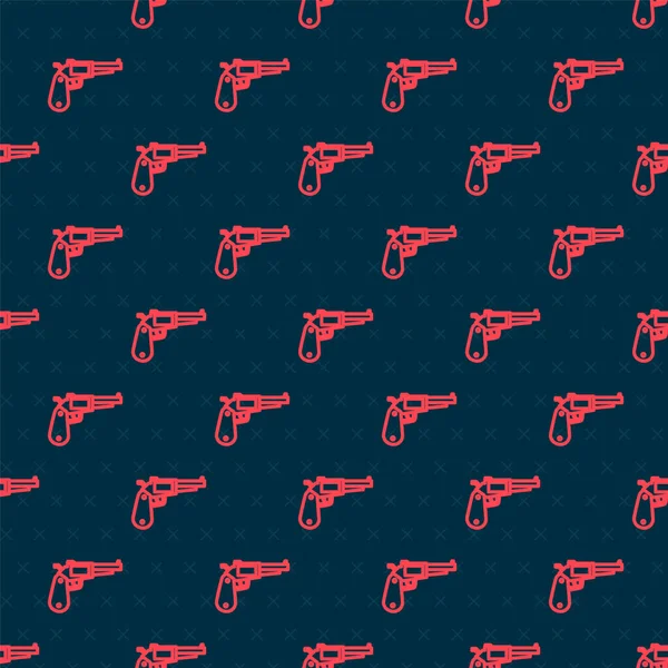 Κόκκινη γραμμή Revolver όπλο εικονίδιο απομονωμένη αδιάλειπτη μοτίβο σε μαύρο φόντο. Εικονογράφηση διανύσματος — Διανυσματικό Αρχείο