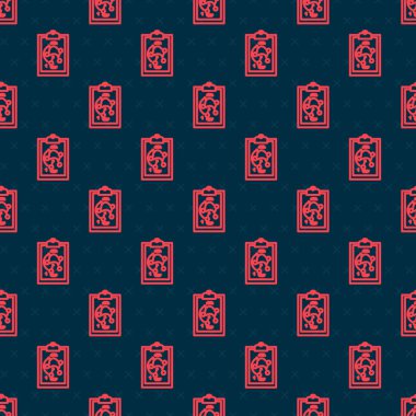 Kırmızı çizgi planlama stratejisi konsepti simgesi siyah arkaplanda izole edilmiş kusursuz desen. Hokey kupası formasyonu ve taktiği. Vektör İllüstrasyonu