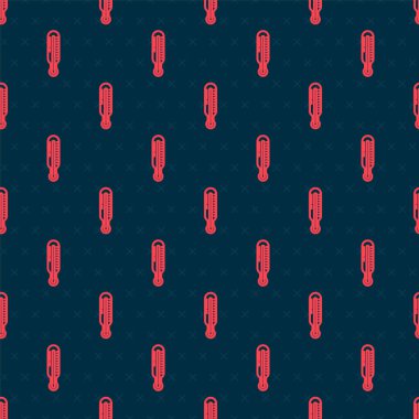 Kırmızı çizgi Meteoroloji termometresi siyah arkaplanda izole edilmiş ikonu ölçüyor. Termometre termometresi sıcak ya da soğuk hava gösteriyor. Vektör İllüstrasyonu