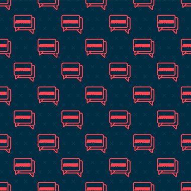 Metin sonbahar simgesine sahip kırmızı çizgi konuşma balonu siyah arkaplanda izole edilmiş kusursuz desen. Vektör İllüstrasyonu